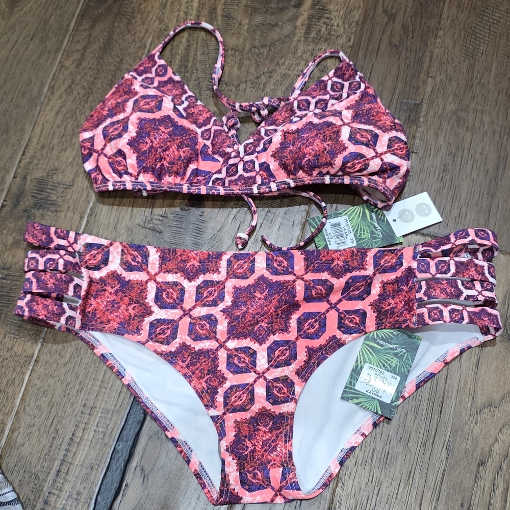Eidon NWT Pink & Coral Patterned Bikini